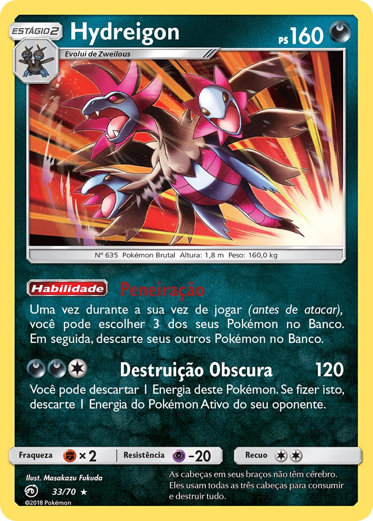 Hydreigon 33 — Majestät Der Drachen (Portuguese Pokémon TCG card)