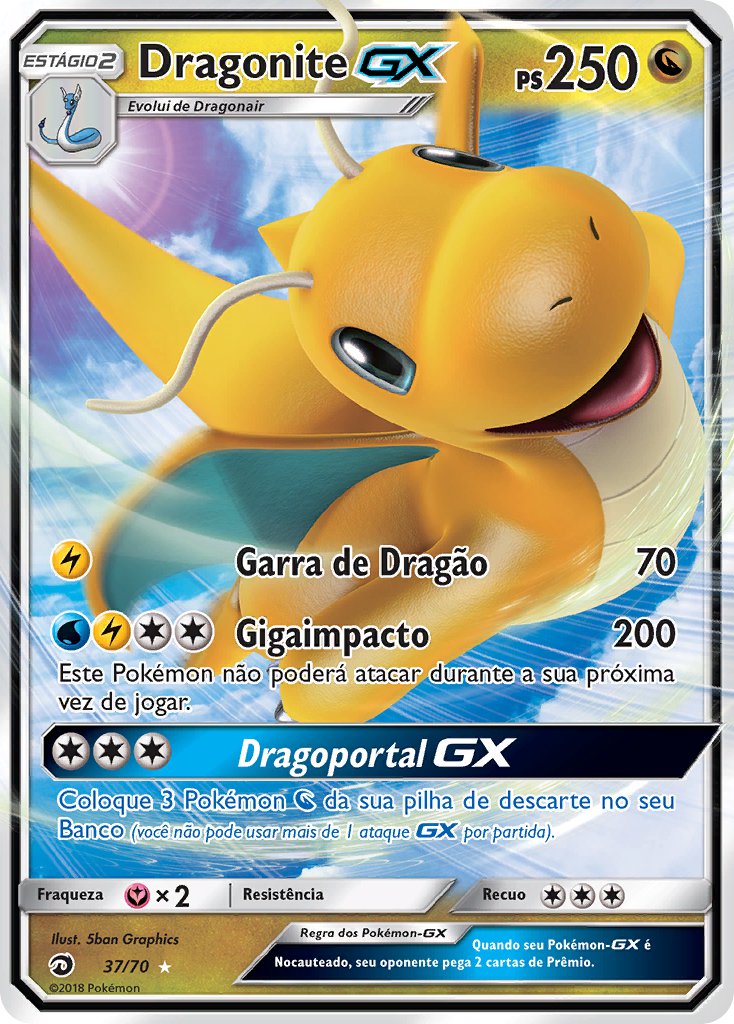 Dragonite GX 37 — Majestät Der Drachen (Portuguese Pokémon TCG card)