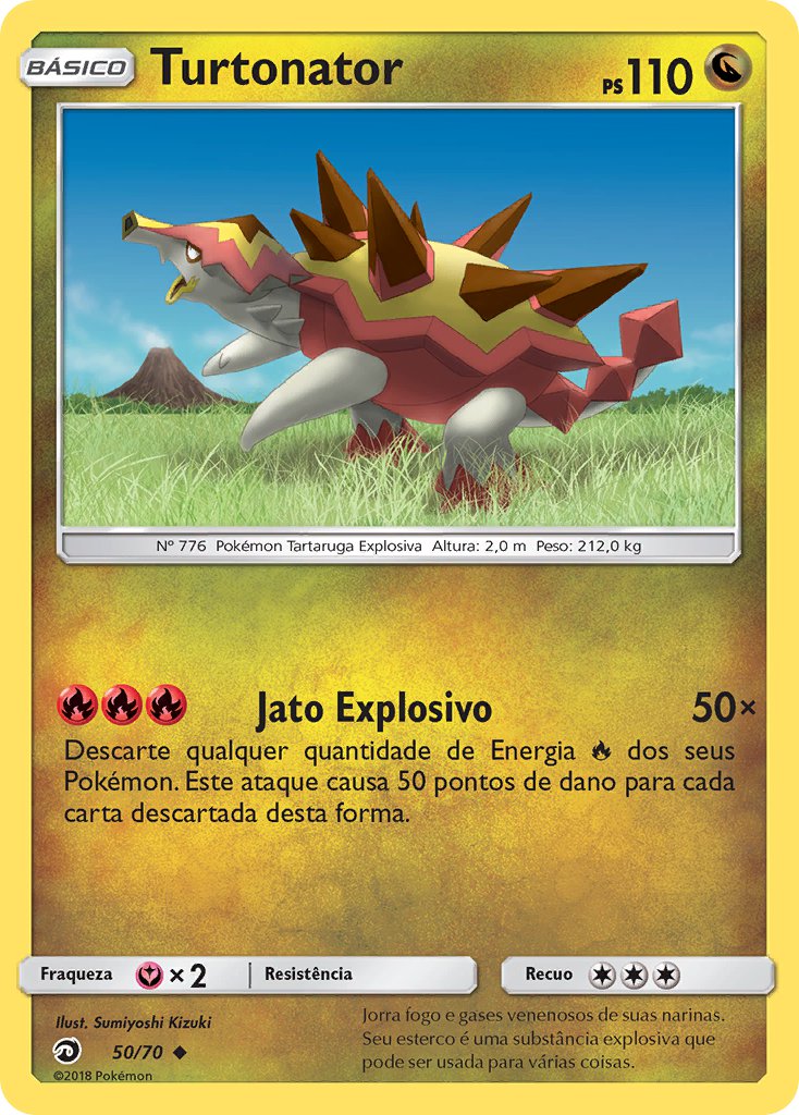 Turtonator 50 — Majestät Der Drachen (Portuguese Pokémon TCG card)
