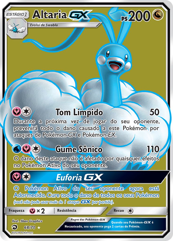 Altaria GX 68 — Majestät Der Drachen (Portuguese Pokémon TCG card)