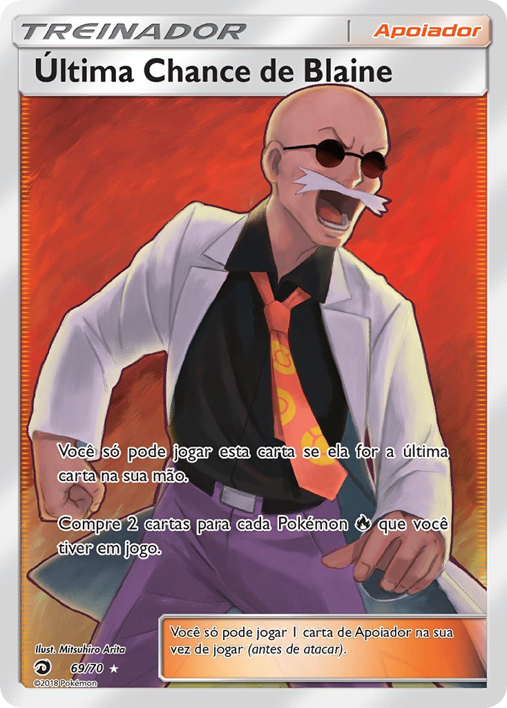 Última Chance de Blaine 69 — Majestät Der Drachen (Portuguese Pokémon TCG card)
