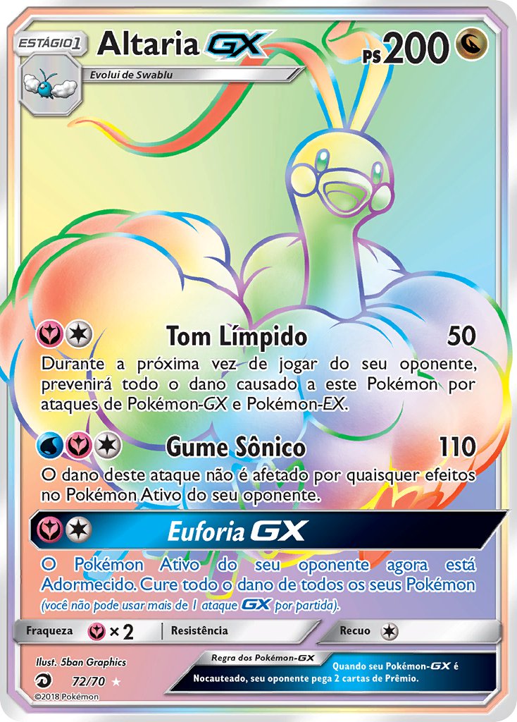 Altaria GX 72 — Majestät Der Drachen (Portuguese Pokémon TCG card)