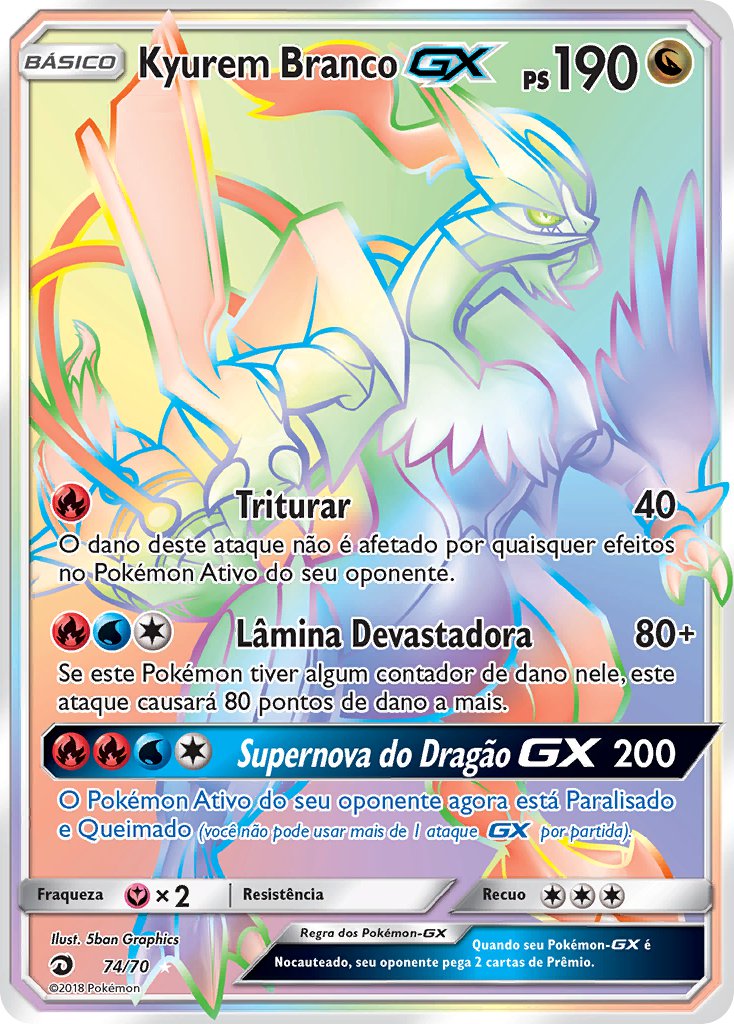 Kyurem Branco GX 74 — Majestät Der Drachen (Portuguese Pokémon TCG card)