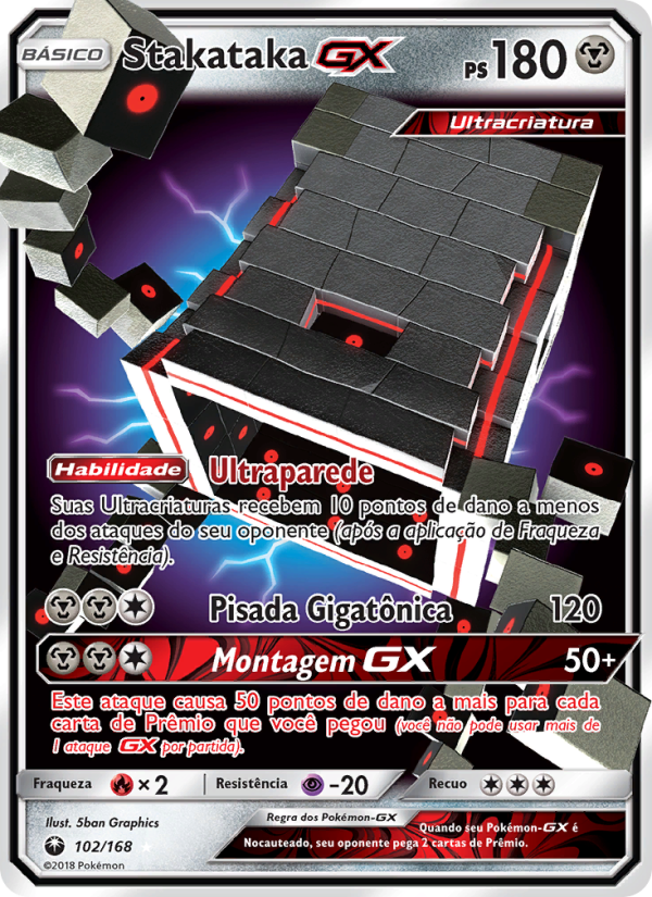 Stakataka GX 102 — Tempestade Celestial (Portuguese Pokémon TCG card)