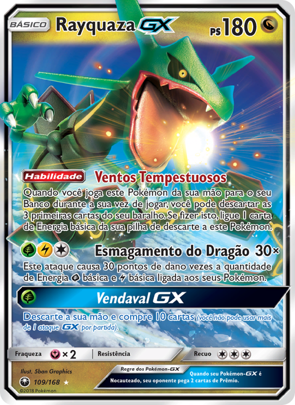 Rayquaza GX 109 — Tempestade Celestial (Portuguese Pokémon TCG card)