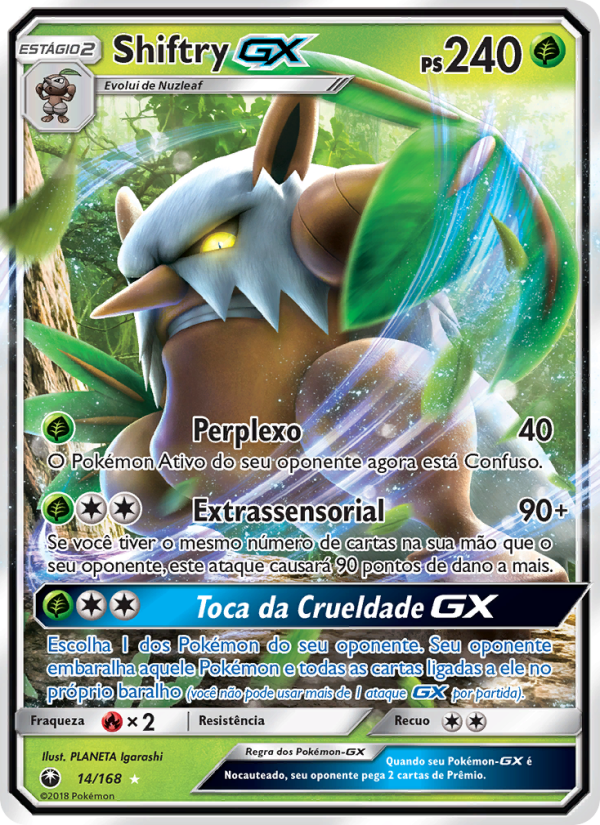 Shiftry GX 14 — Tempestade Celestial (Portuguese Pokémon TCG card)