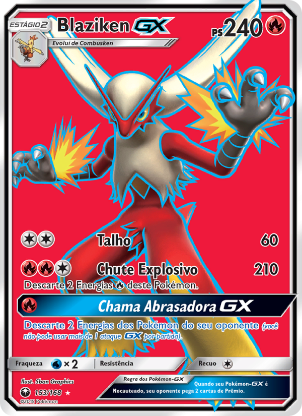Blaziken GX 153 — Tempestade Celestial (Portuguese Pokémon TCG card)