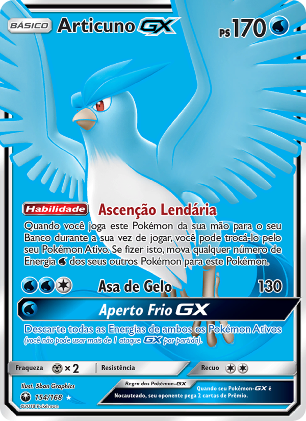 Articuno GX 154 — Tempestade Celestial (Portuguese Pokémon TCG card)