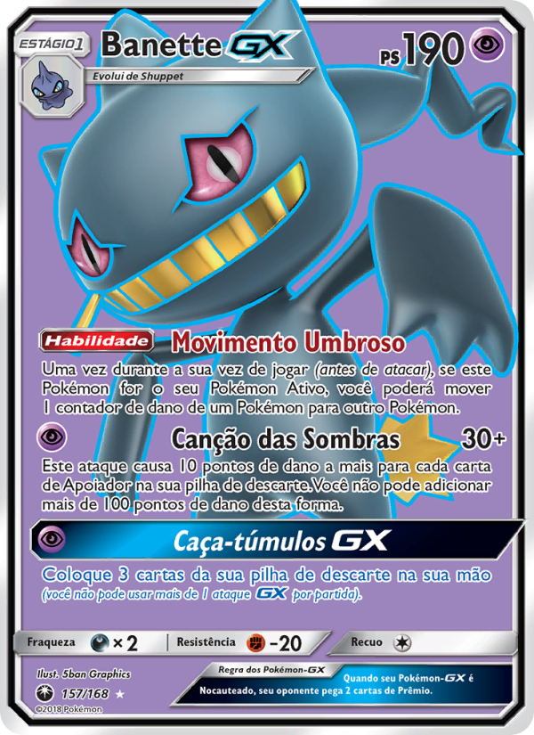 Banette GX 157 — Tempestade Celestial (Portuguese Pokémon TCG card)