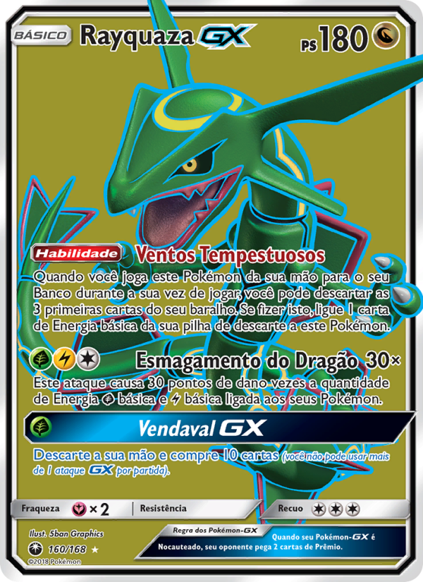 Rayquaza GX 160 — Tempestade Celestial (Portuguese Pokémon TCG card)