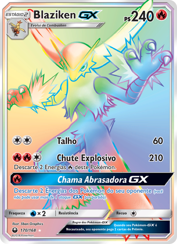 Blaziken GX 170 — Tempestade Celestial (Portuguese Pokémon TCG card)