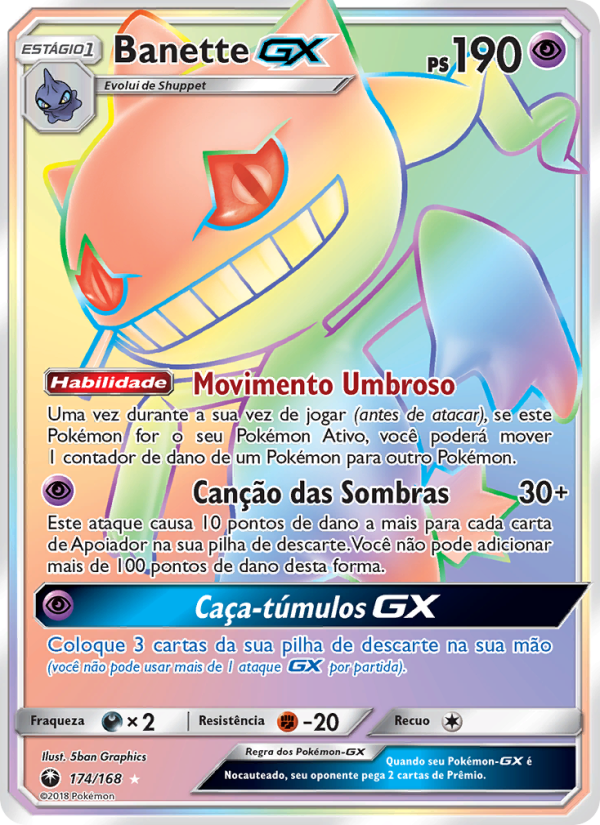 Banette GX 174 — Tempestade Celestial (Portuguese Pokémon TCG card)