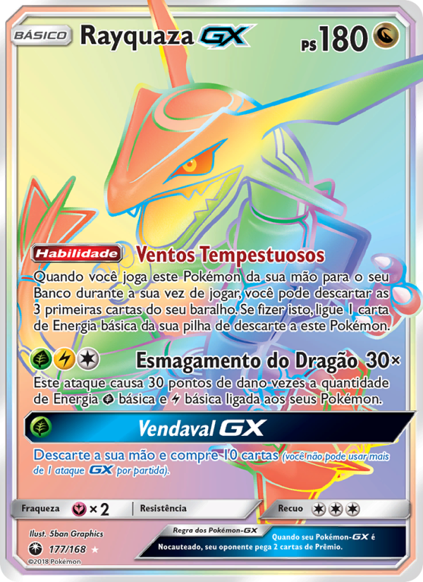 Rayquaza GX 177 — Tempestade Celestial (Portuguese Pokémon TCG card)