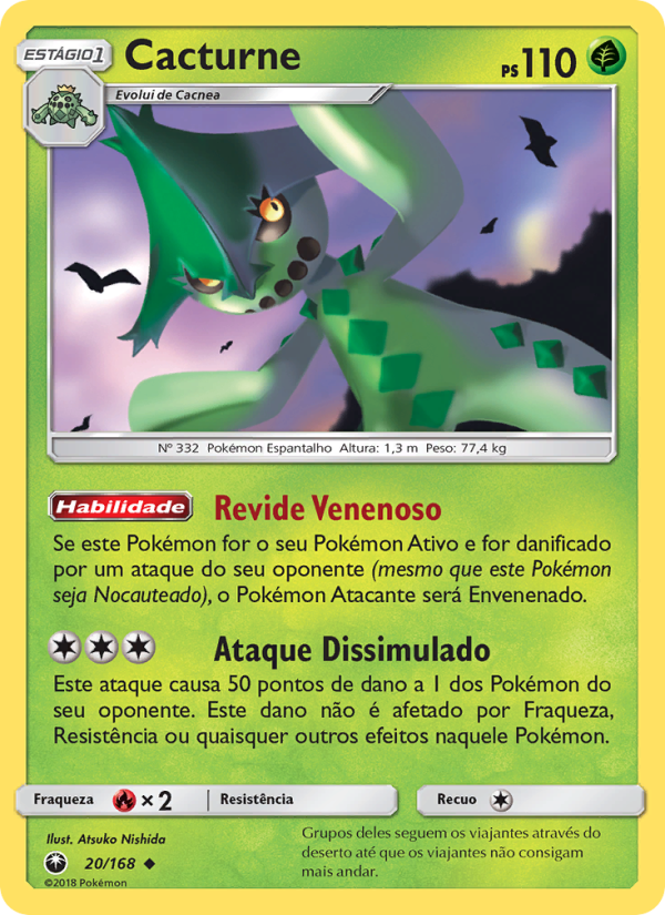 Cacturne 20 — Tempestade Celestial (Portuguese Pokémon TCG card)