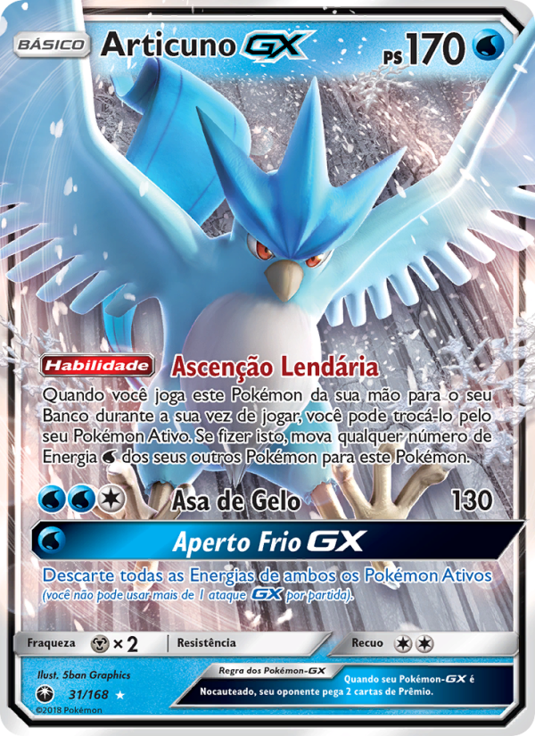 Articuno GX 31 — Tempestade Celestial (Portuguese Pokémon TCG card)