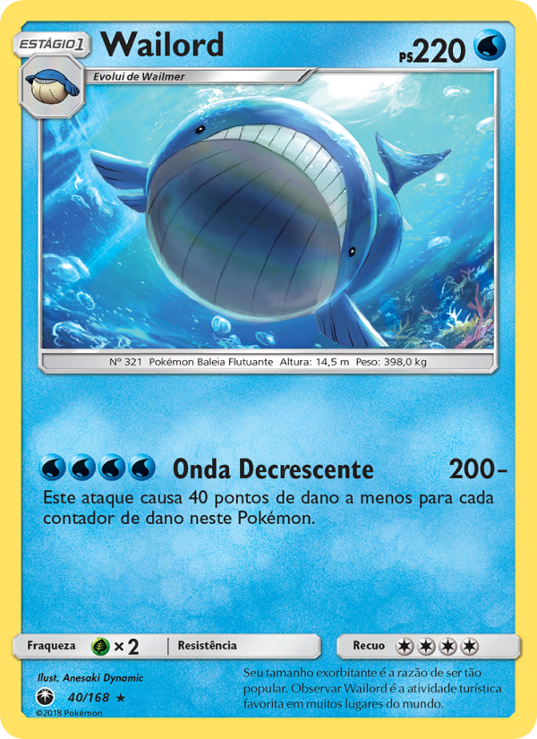 Wailord 40 — Tempestade Celestial (Portuguese Pokémon TCG card)