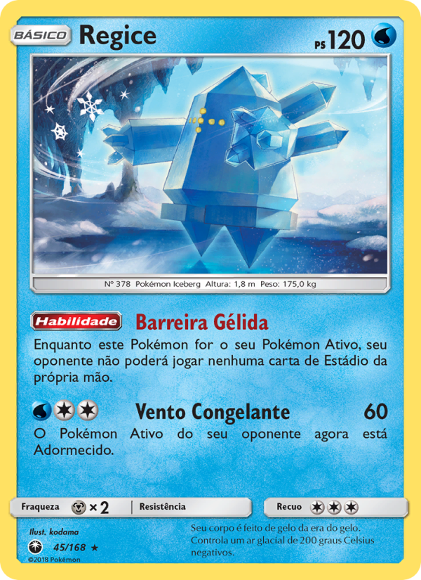 Regice 45 — Tempestade Celestial (Portuguese Pokémon TCG card)