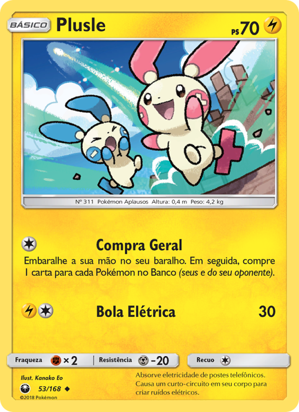 Plusle 53 — Tempestade Celestial (Portuguese Pokémon TCG card)