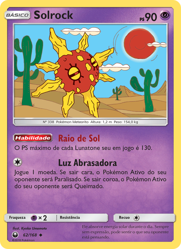 Solrock 62 — Tempestade Celestial (Portuguese Pokémon TCG card)
