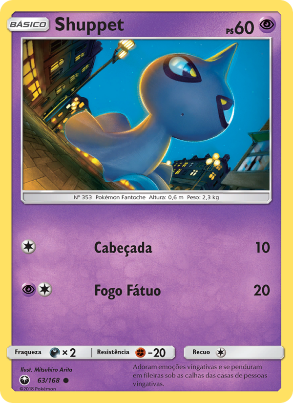 Shuppet 63 — Tempestade Celestial (Portuguese Pokémon TCG card)