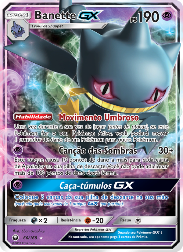 Banette GX 66 — Tempestade Celestial (Portuguese Pokémon TCG card)