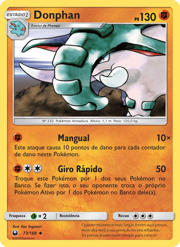 Donphan 73 — Tempestade Celestial (Portuguese Pokémon TCG card)