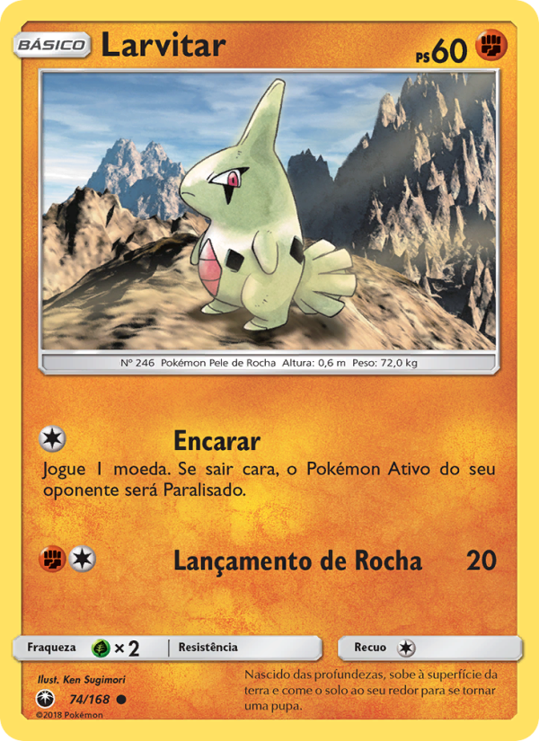 Larvitar 74 — Tempestade Celestial (Portuguese Pokémon TCG card)