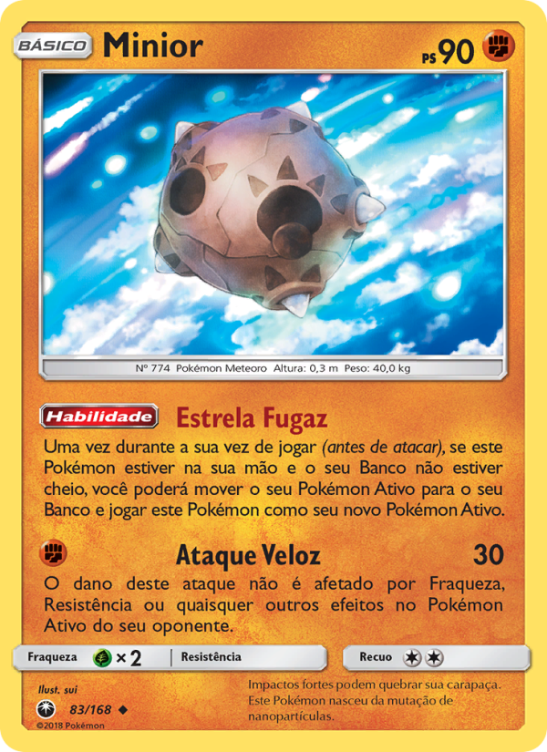 Minior 83 — Tempestade Celestial (Portuguese Pokémon TCG card)