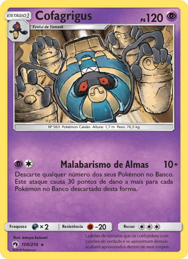 Cofagrigus 100 — Trovões Perdidos (Portuguese Pokémon TCG card)