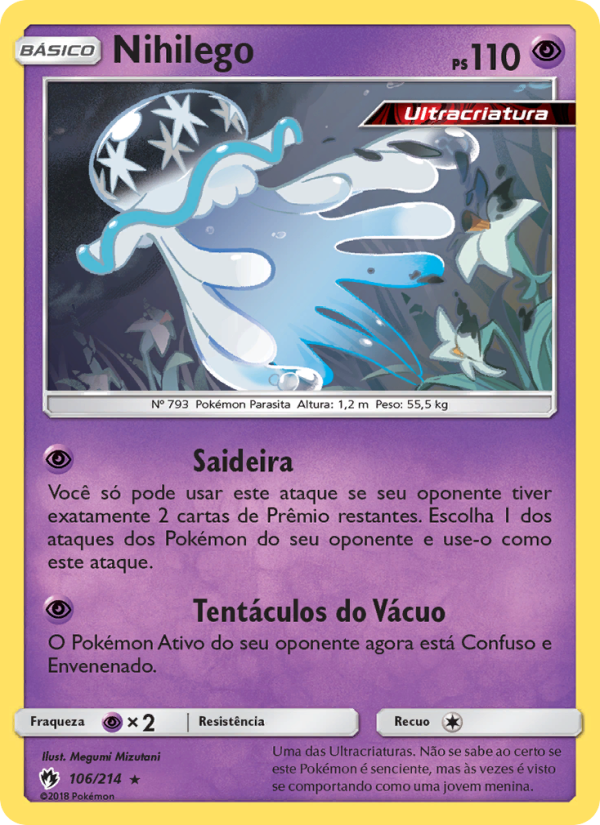 Nihilego 106 — Trovões Perdidos (Portuguese Pokémon TCG card)