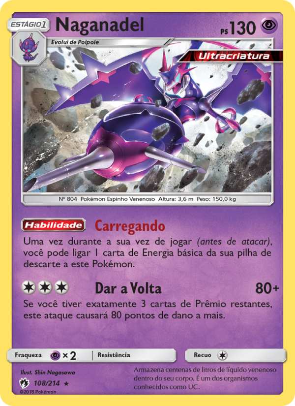 Naganadel 108 — Trovões Perdidos (Portuguese Pokémon TCG card)