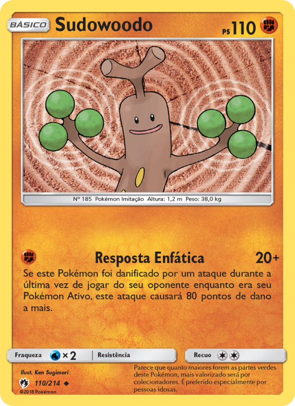 Sudowoodo 110 — Trovões Perdidos (Portuguese Pokémon TCG card)