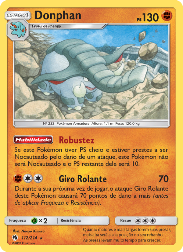 Donphan 112 — Trovões Perdidos (Portuguese Pokémon TCG card)