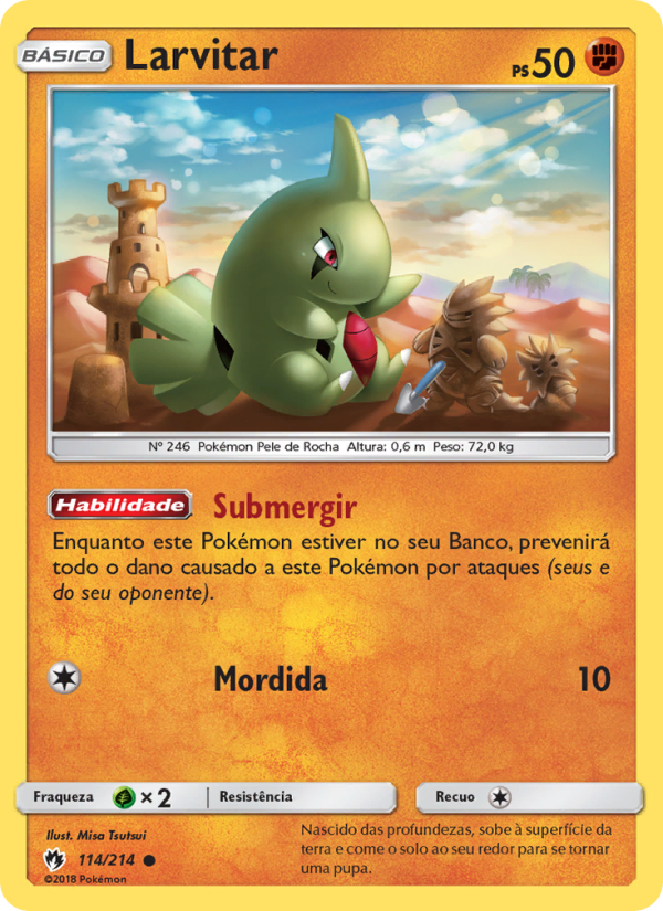 Larvitar 114 — Trovões Perdidos (Portuguese Pokémon TCG card)
