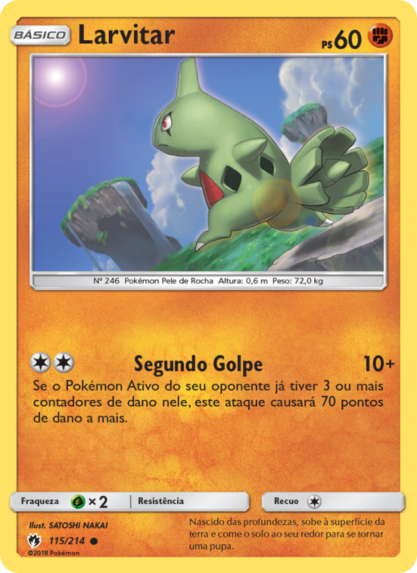 Larvitar 115 — Trovões Perdidos (Portuguese Pokémon TCG card)