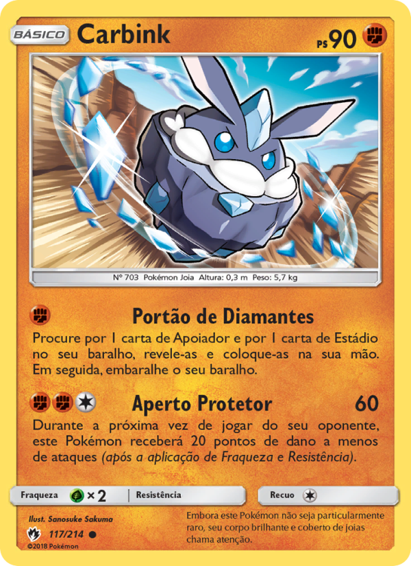 Carbink 117 — Trovões Perdidos (Portuguese Pokémon TCG card)