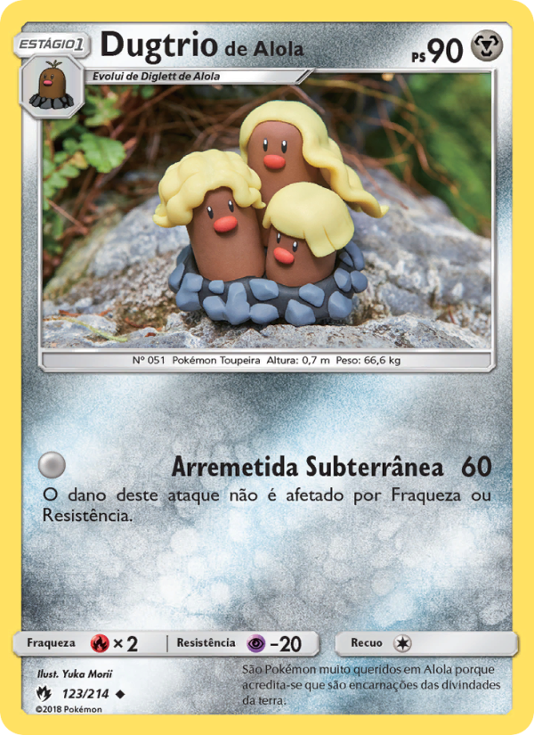 Dugtrio de Alola 123 — Trovões Perdidos (Portuguese Pokémon TCG card)