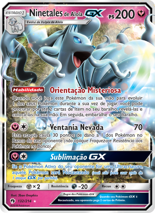 Ninetales de Alola GX 132 — Lost Thunder (Portuguese Pokémon TCG card)