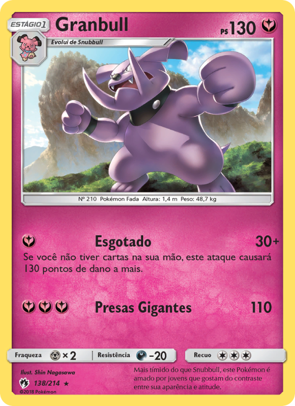 Granbull 138 — Trovões Perdidos (Portuguese Pokémon TCG card)
