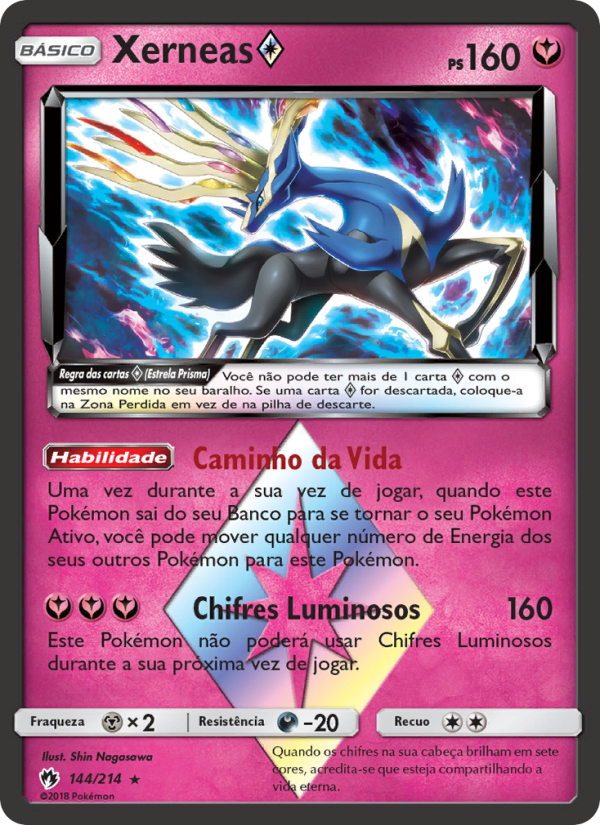 Xerneas ◇ 144 — Trovões Perdidos (Portuguese Pokémon TCG card)