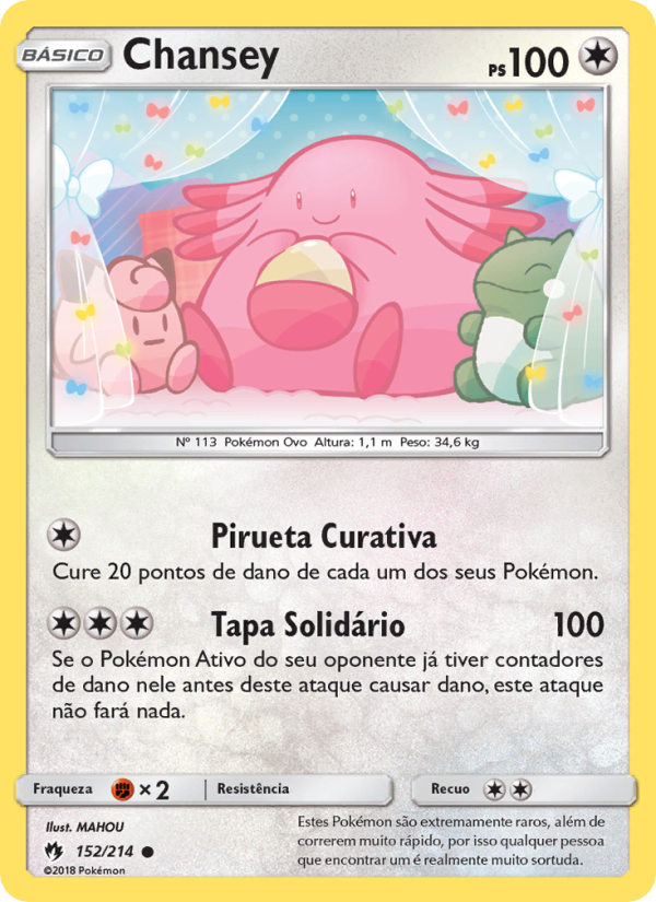 Chansey 152 — Trovões Perdidos (Portuguese Pokémon TCG card)