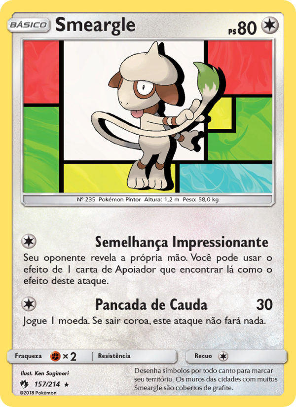 Smeargle 157 — Trovões Perdidos (Portuguese Pokémon TCG card)