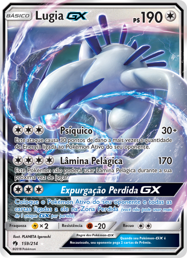 Lugia GX 159 — Trovões Perdidos (Portuguese Pokémon TCG card)