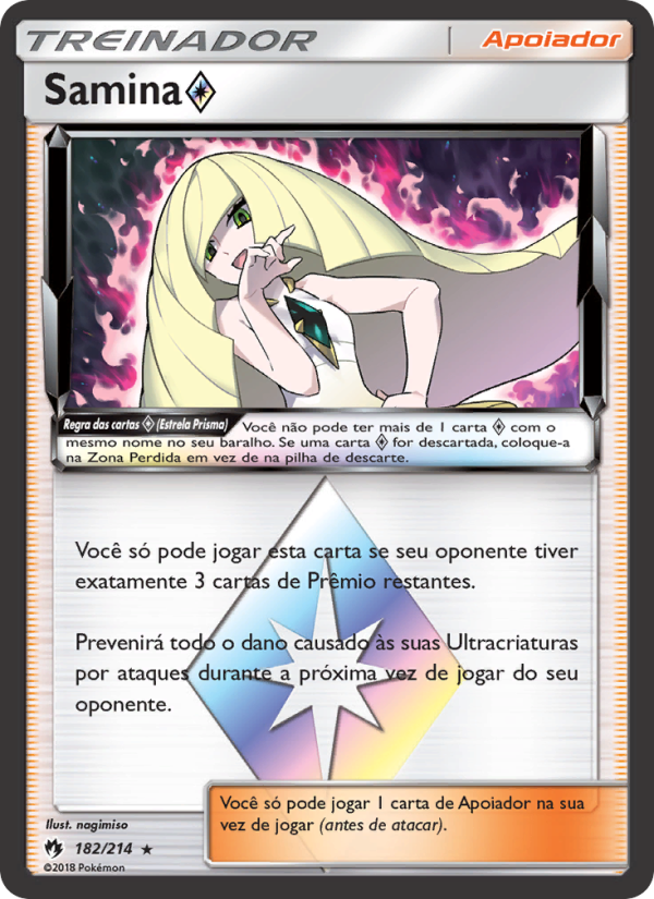 Samina ◇ 182 — Trovões Perdidos (Portuguese Pokémon TCG card)