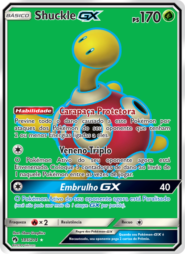 Shuckle GX 195 — Trovões Perdidos (Portuguese Pokémon TCG card)
