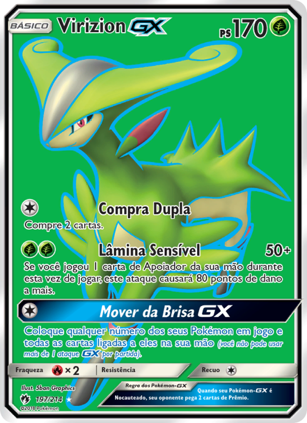 Virizion GX 197 — Trovões Perdidos (Portuguese Pokémon TCG card)