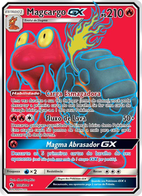 Magcargo GX 198 — Trovões Perdidos (Portuguese Pokémon TCG card)