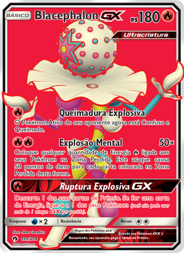 Blacephalon GX 199 — Trovões Perdidos (Portuguese Pokémon TCG card)