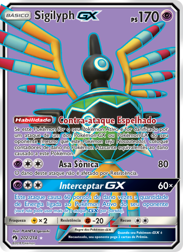 Sigilyph GX 202 — Trovões Perdidos (Portuguese Pokémon TCG card)