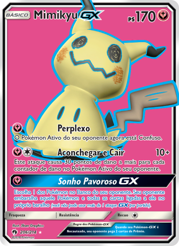 Mimikyu GX 206 — Trovões Perdidos (Portuguese Pokémon TCG card)